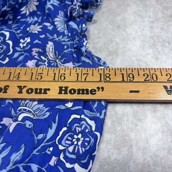 Vineyard Vines Floral Ruffle Sleeve Mini Dress Sz S Ocean Reef Blue Smocked EUC - Picture 3 of 9